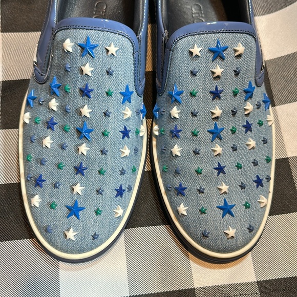 Jimmy Choo slip on shoes loafers denim canvas stars Grove-Star sneakers main image 8